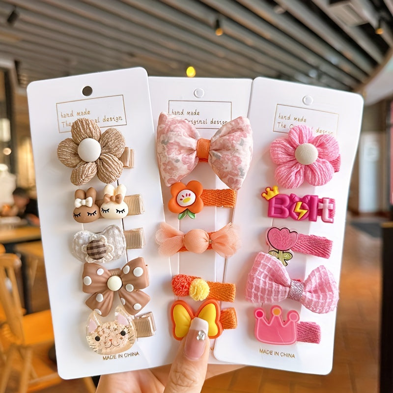 Baby Girls Cartoon Flowers Bunny Cat Bowknot Hair Clips Headwear