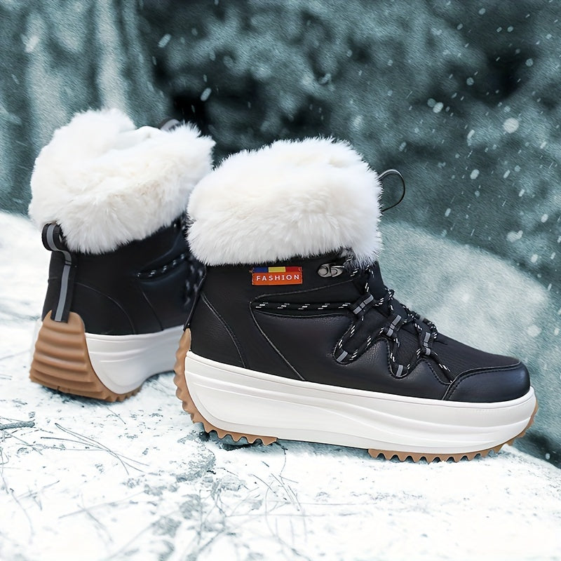 Plush Lined Thermal Snow Boots Chunky Non Slip Snow Shoes