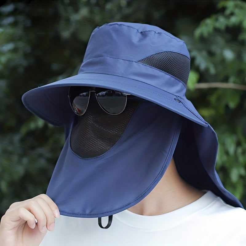 Men's Mesh Bucket Hat w/ Neck & Face Flap for Summer Outdoor Hats