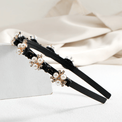 Faux Pearl Hair Band Weave Bangs Clips Bridal Crown Ti