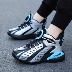 Boy's Basketball Shoes With Rotating Buckle Comfy Non Slip Sneakers