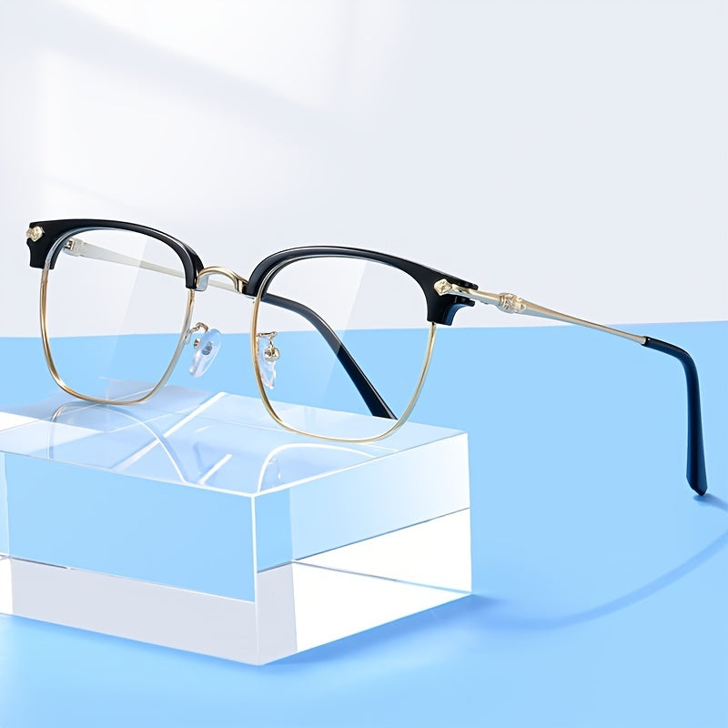 Women's Light Blocking Glasses Crystal Lens Rimless Computer Gaming Eyeglasses