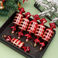 6pcs Red Candy Christmas Tree Hanging Decoration