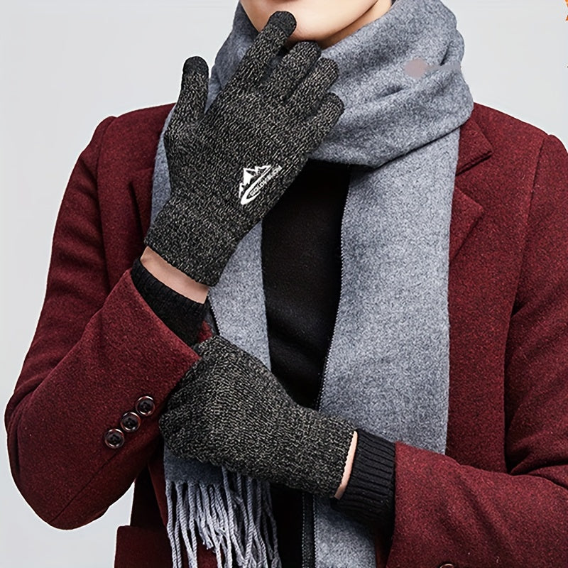 Thickened Knitted Touch Screen Gloves, Outdoor Non-slip Cycling Gloves