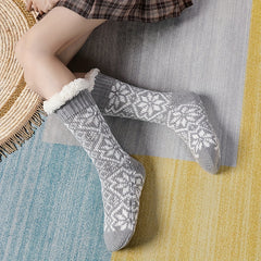 Christmas Snowflake Print Plush Socks