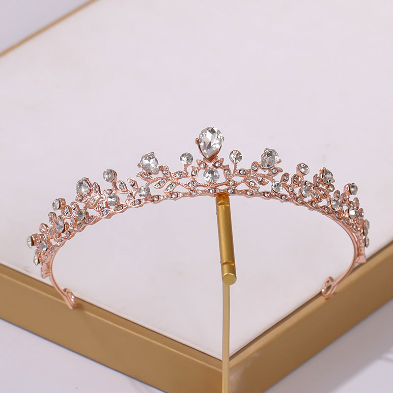 Baroque Crown & Tiara Golden Crystal Bride Wedding Queen Crowns Princess Tiaras