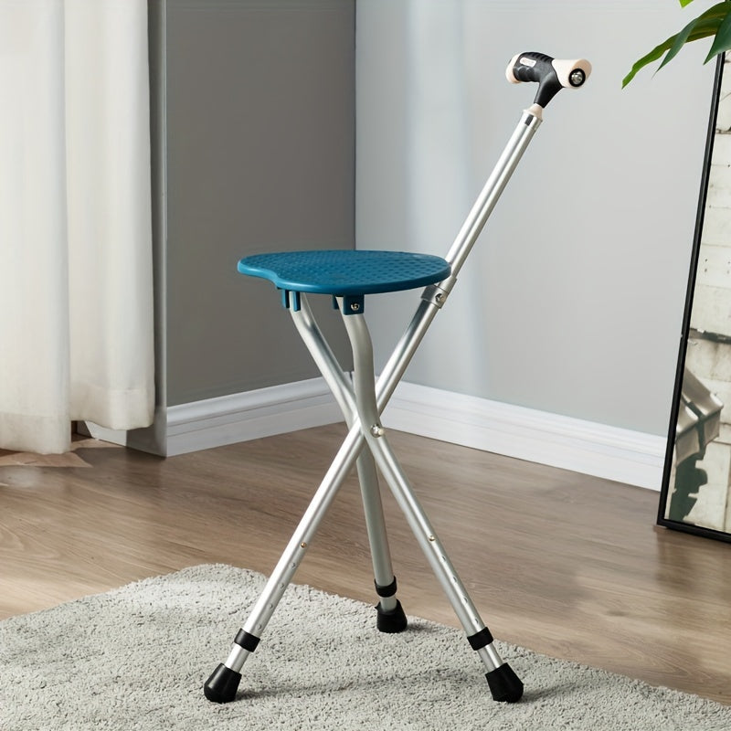 Portable Folding Walking Stick Chair for Elderly Adjustable Cane Stool