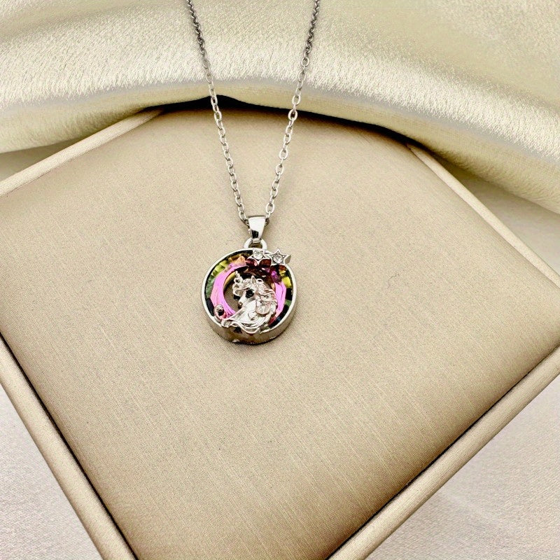 Cartoon Unicorn Pendant Necklace for Kids
