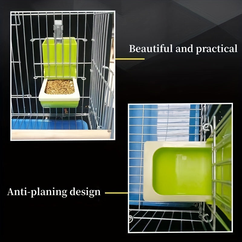 Green Hanging Bird Feeder with Rotating Lid for Bird Cage