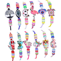 12pcs Girls Kids Animals Charm Bracelet Friendship Woven Bracelets