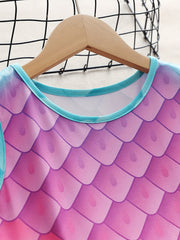 Girls Dreamy Gradient Fish Scale Sleeveless Dress for Summer Party