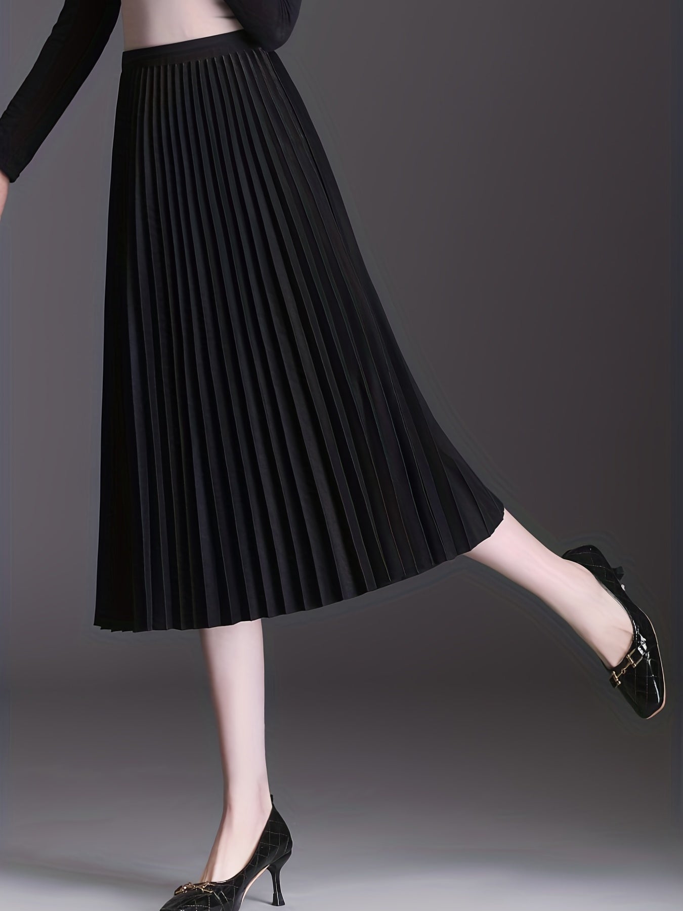 High Waist Pleated Skirts Midi Women's Clothing