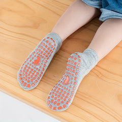 6 Pairs Solid Non-Slip Floor Socks for Kids & Adults - Trampoline Socks