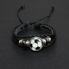 Sporty Style Handwoven Bracelet Basketball Football Beads Charm Woven Rope