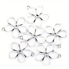 10pcs Hollow Flower Alloy Charm Pendant for DIY Jewelry Making