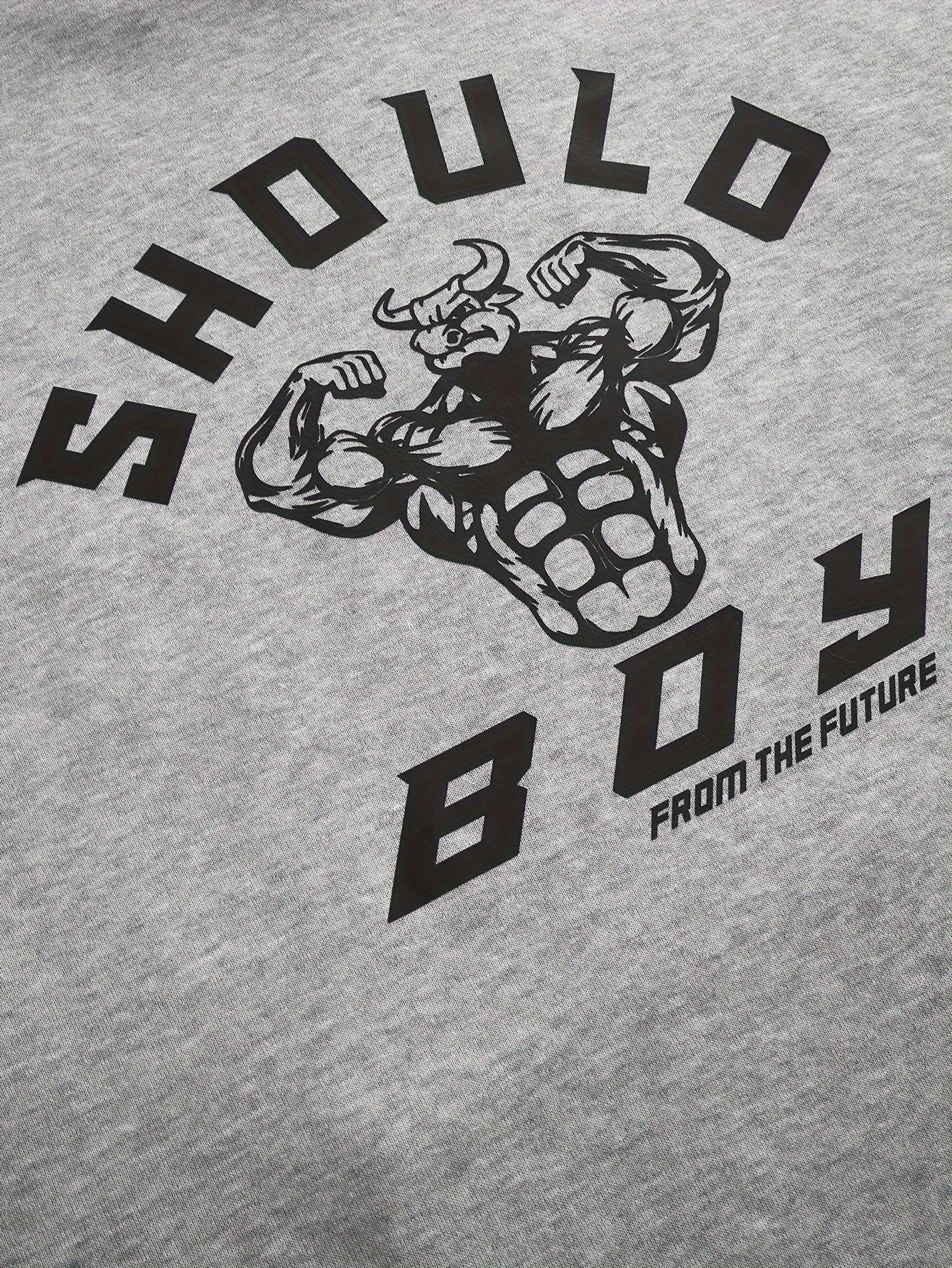 Muscle Bull Print Hoodie Men Graphic Hooded Pullover Kangaroo Pocket