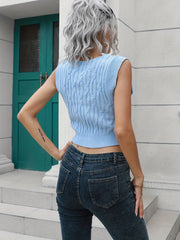 Knitted Sleeveless Crop Tank Top V Neck Sexy Vest Women's Tops
