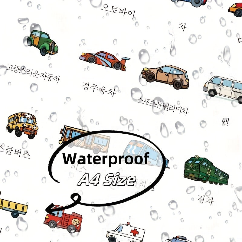 Kids Flashcards Set of 8 Waterproof A4 Posters Sports Transport Places & Houses