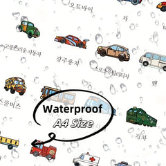 Kids Flashcards Set of 8 Waterproof A4 Posters Sports Transport Places & Houses