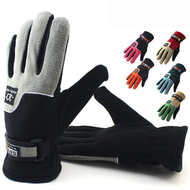 Fleece Gloves Full Finger Autumn Winter Warm Outdoor Cycling Long Finger Gloves