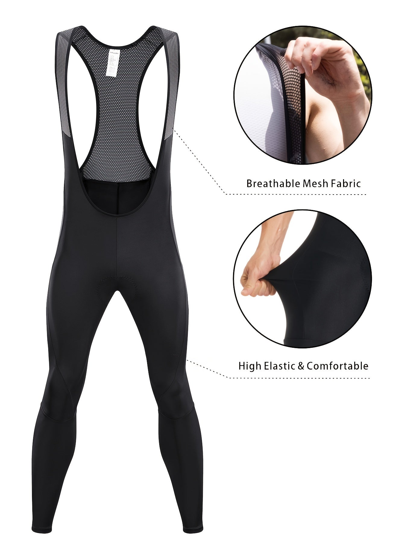 Men's Cycling Bib Pants 3D Padded Moisture Wicking Road Bike Bib Biking Leggings