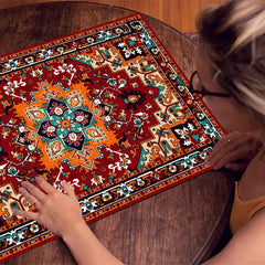 Vintage Persian Carpet Pattern Jigsaw Puzzle Red & Brown Floral