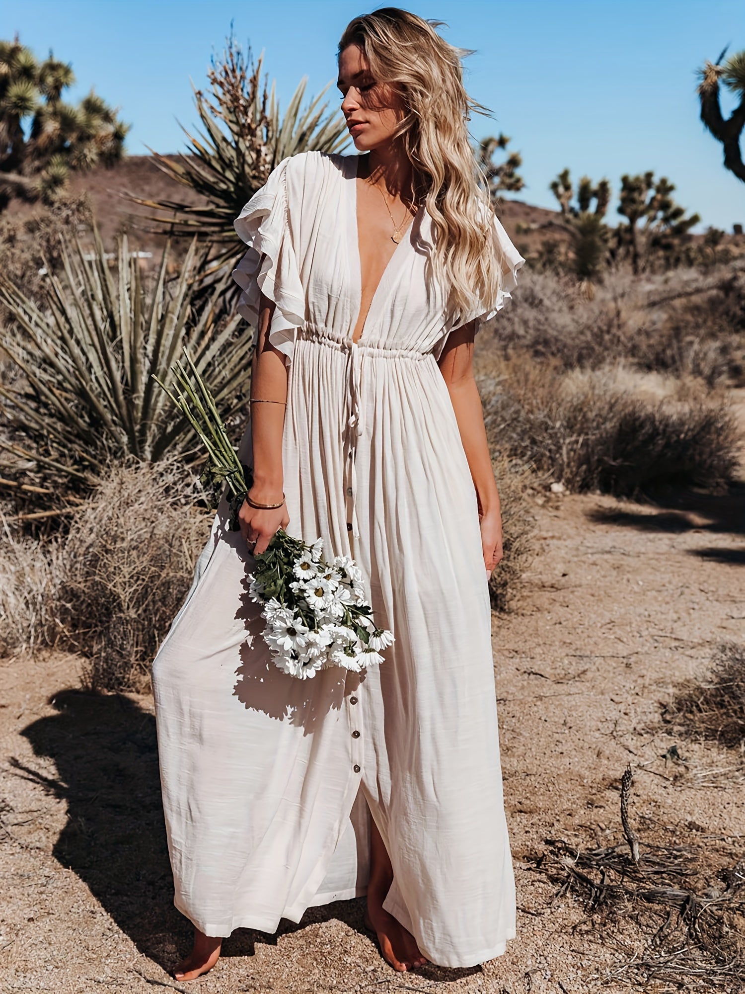 Apricot Boho Style Cover Up Dress Women's Swimwear