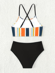 Girl's Colorful Stripe Bikini Set Beach Swimsuit