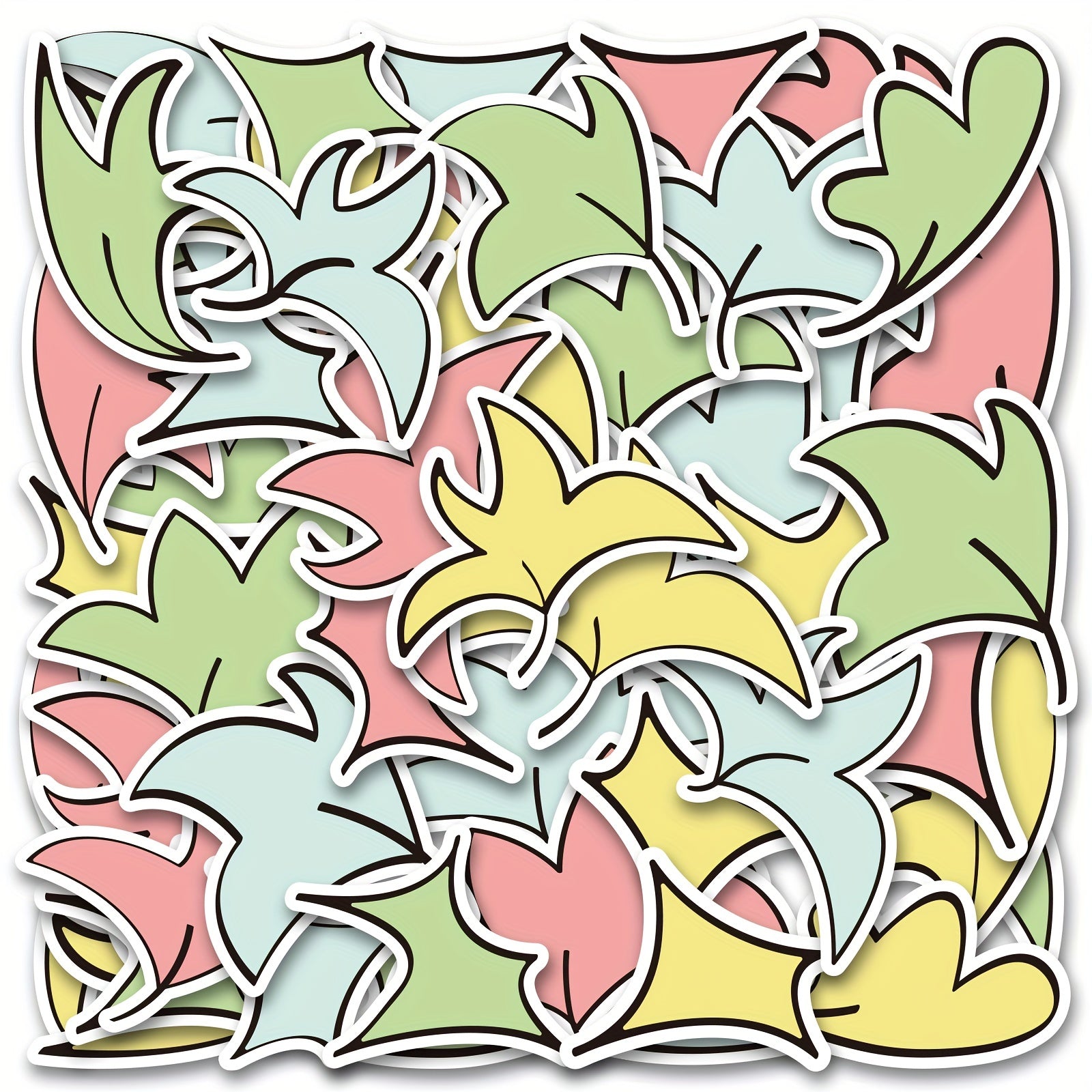 60pcs Leaves Vinyl Stickers Set Colorful Back To School Dorm Wall Room DIY Kit