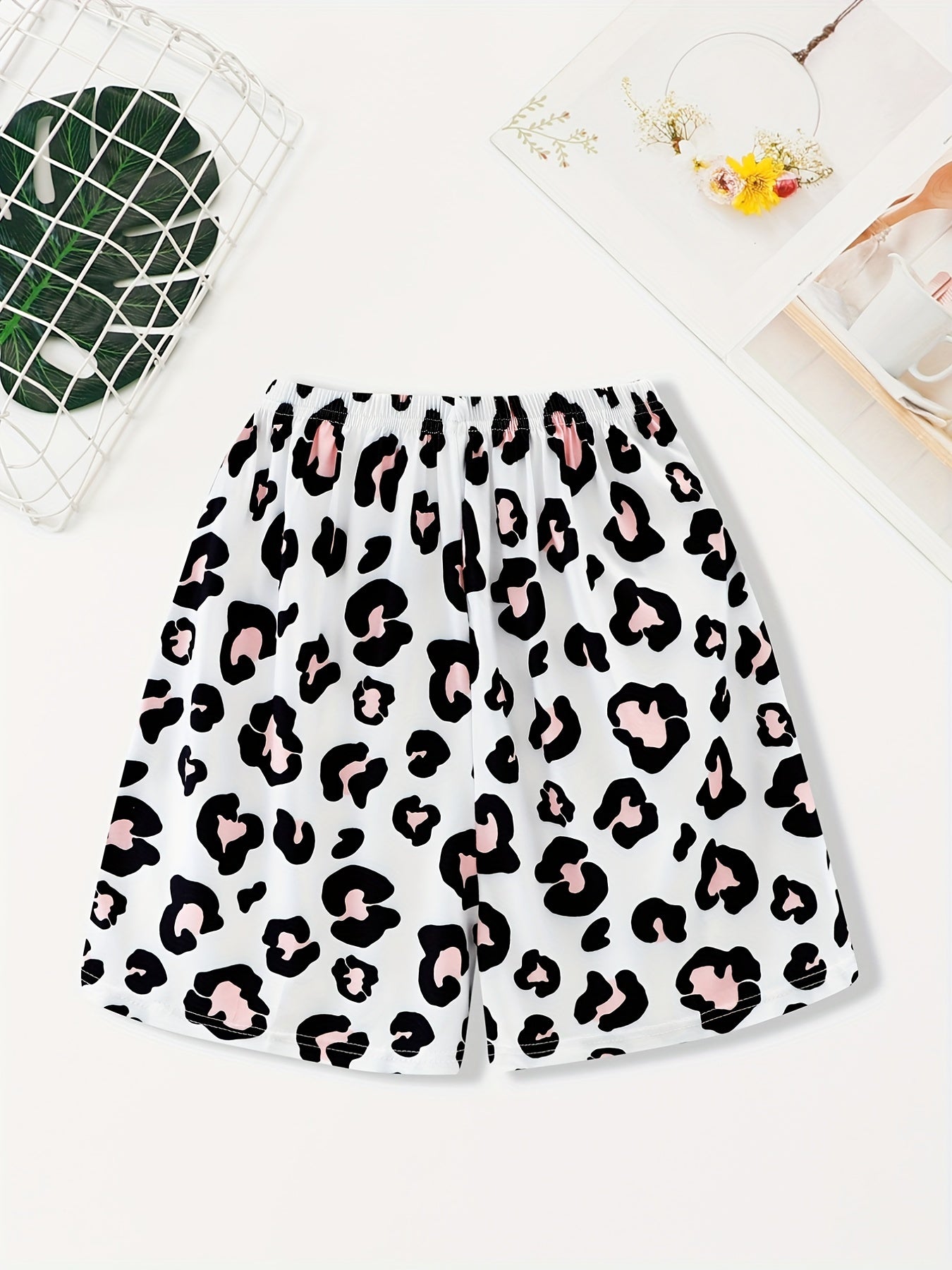 Leopard Sleep Bottoms Women's Elastic Waistband Shorts