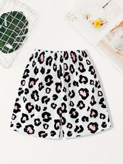 Leopard Sleep Bottoms Women's Elastic Waistband Shorts
