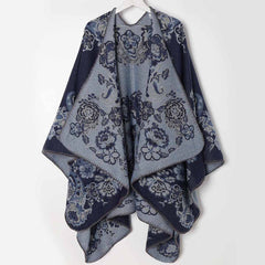 Vintage Jacquard Shawl Poncho Long Winter Warm Wrap Blanket Scarf