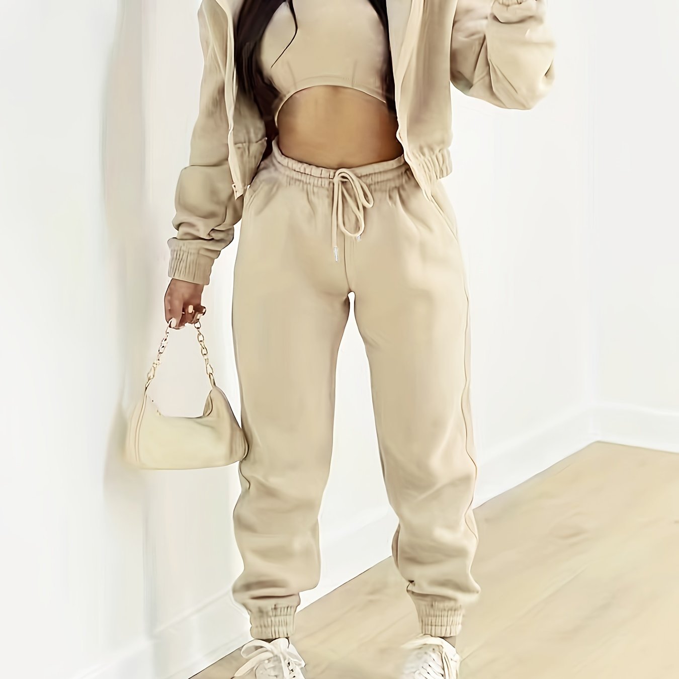 3-Piece Zip Up Hoodie, Tank Top & Pants Set