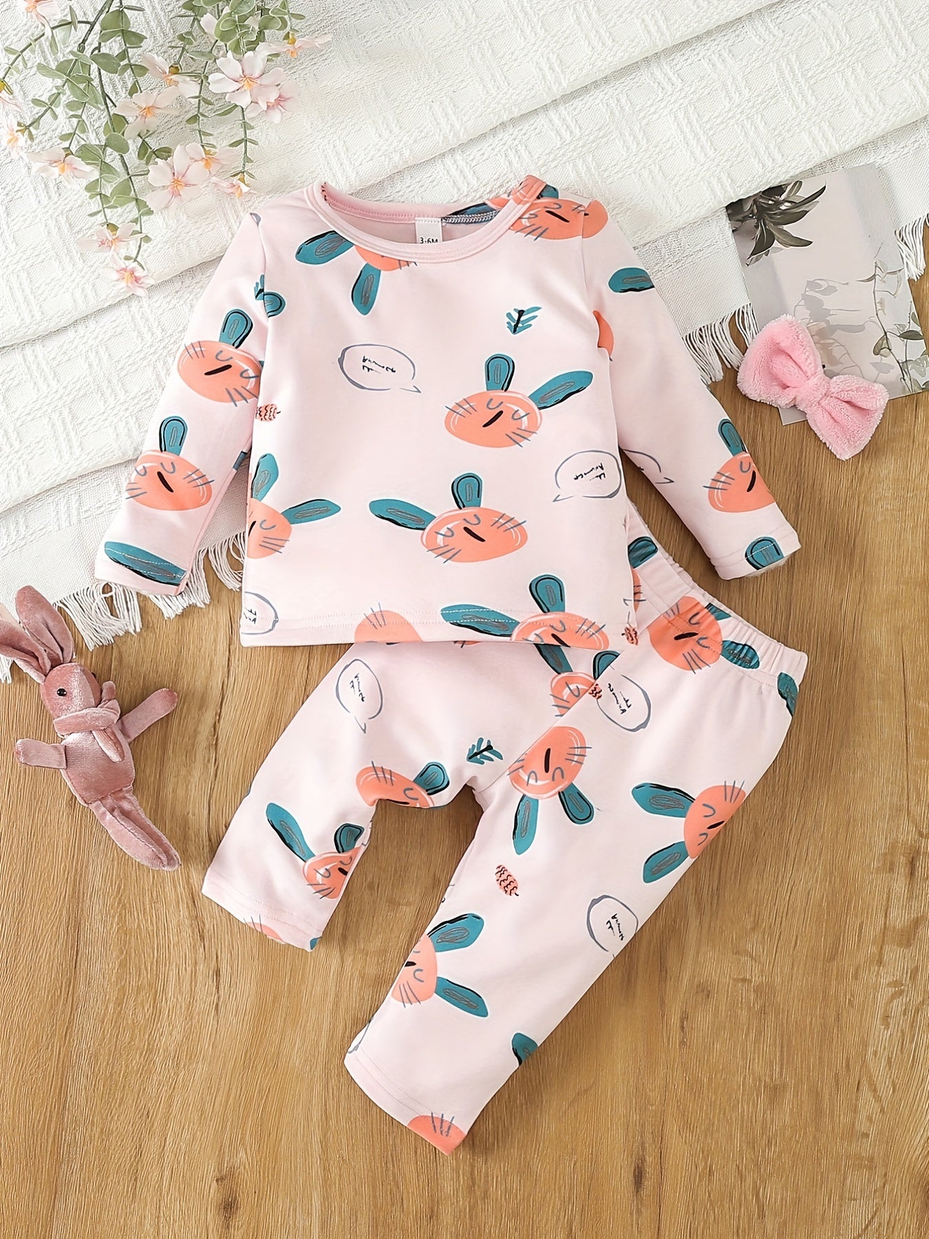 Baby Girl Cartoon Graphic Pajama Set