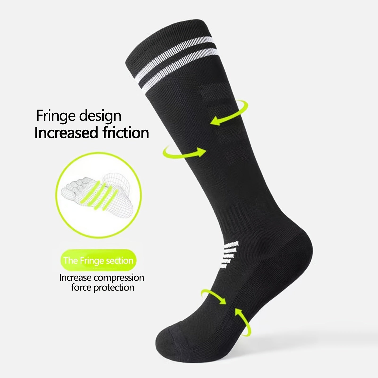 Breathable Anti Slip Soccer Socks with Thick Towel Bottom - Size US 6-10