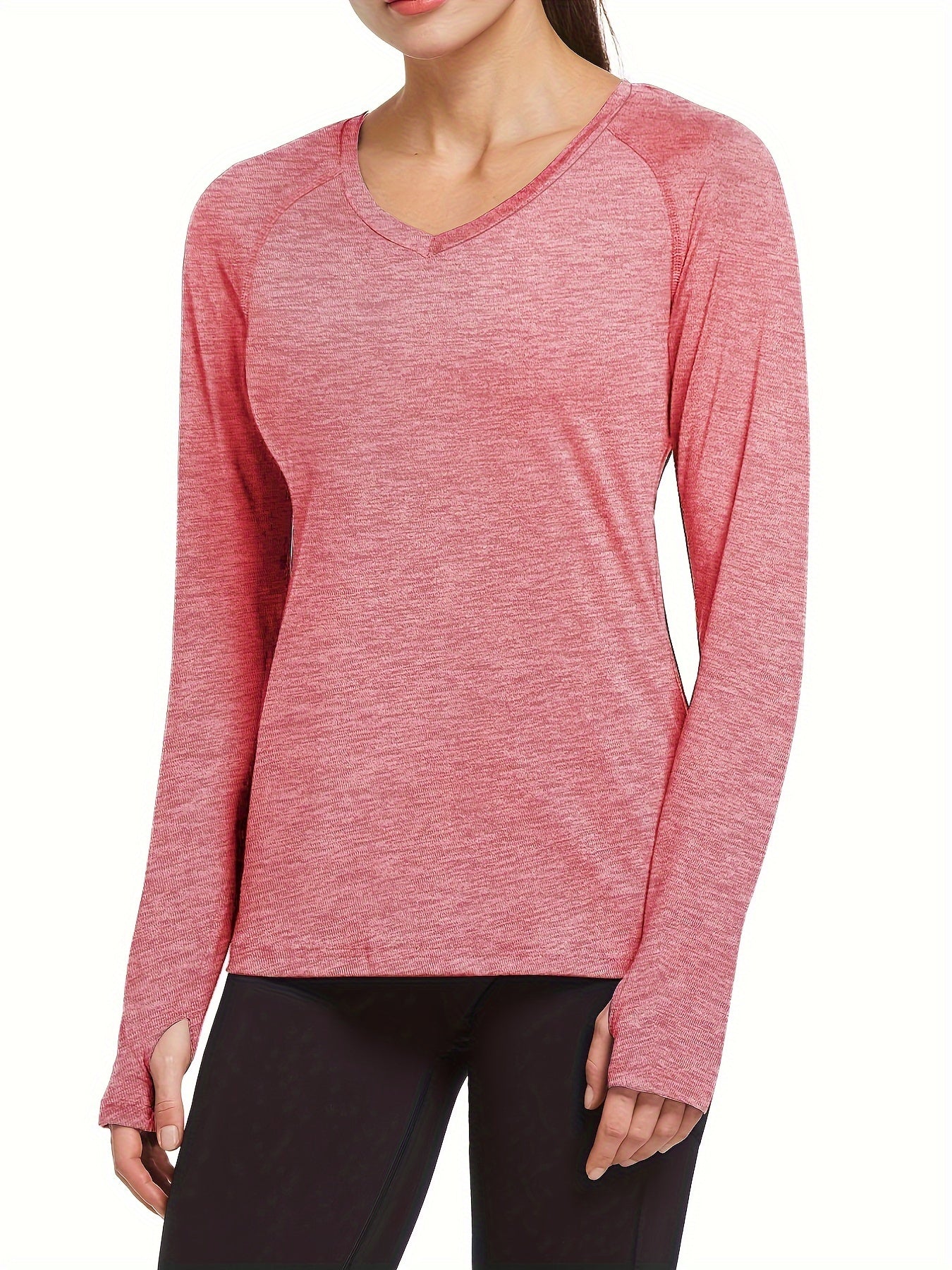 Sporty V Neck Long Sleeve Tee Women's Activewear
