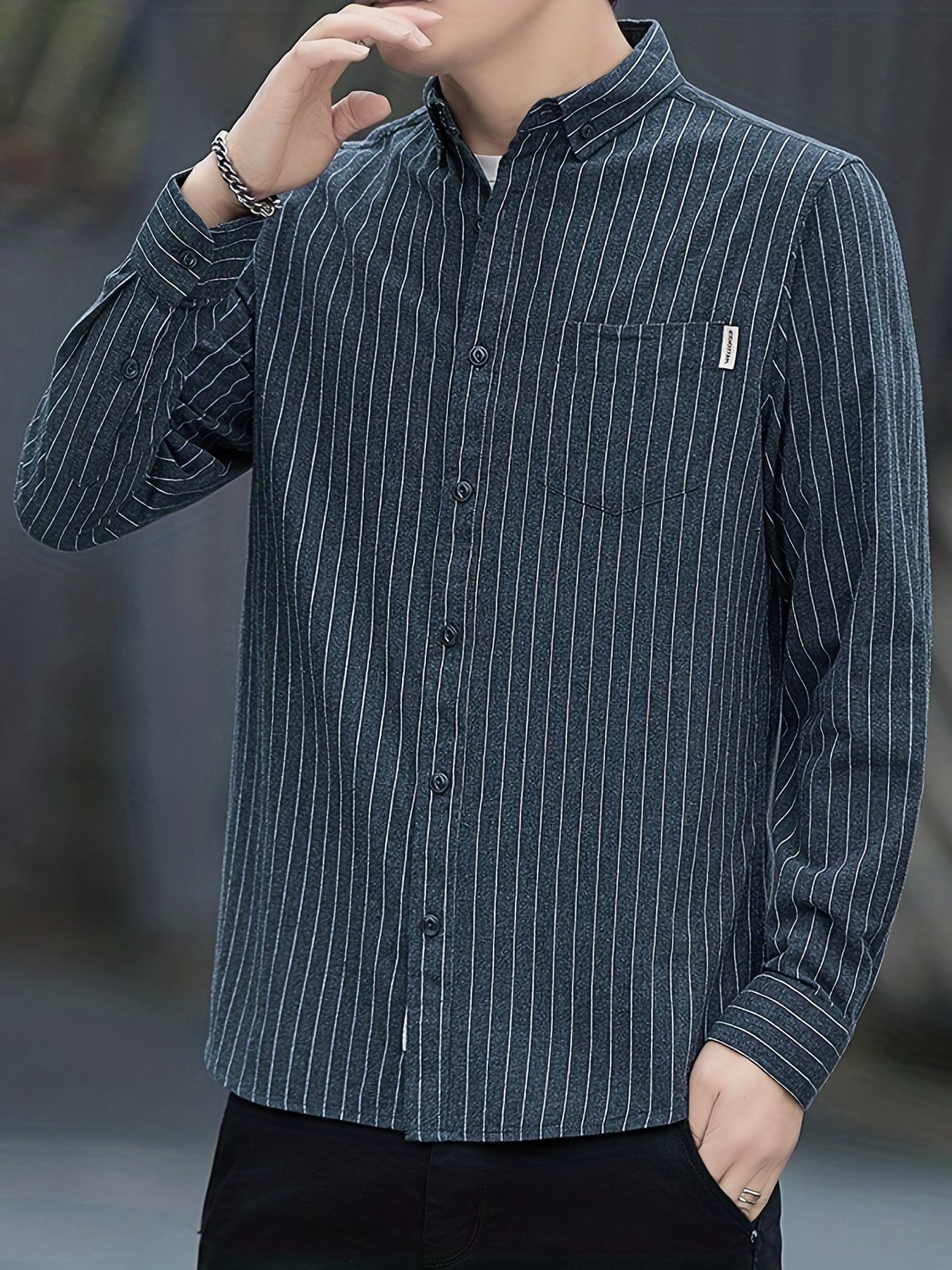 Plaid Print Men's Casual Button Up Shirt with Pocket