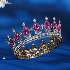 Baroque Crystal Rhinestone Crown Queen Tiara Vintage Wedding Hair Accessor