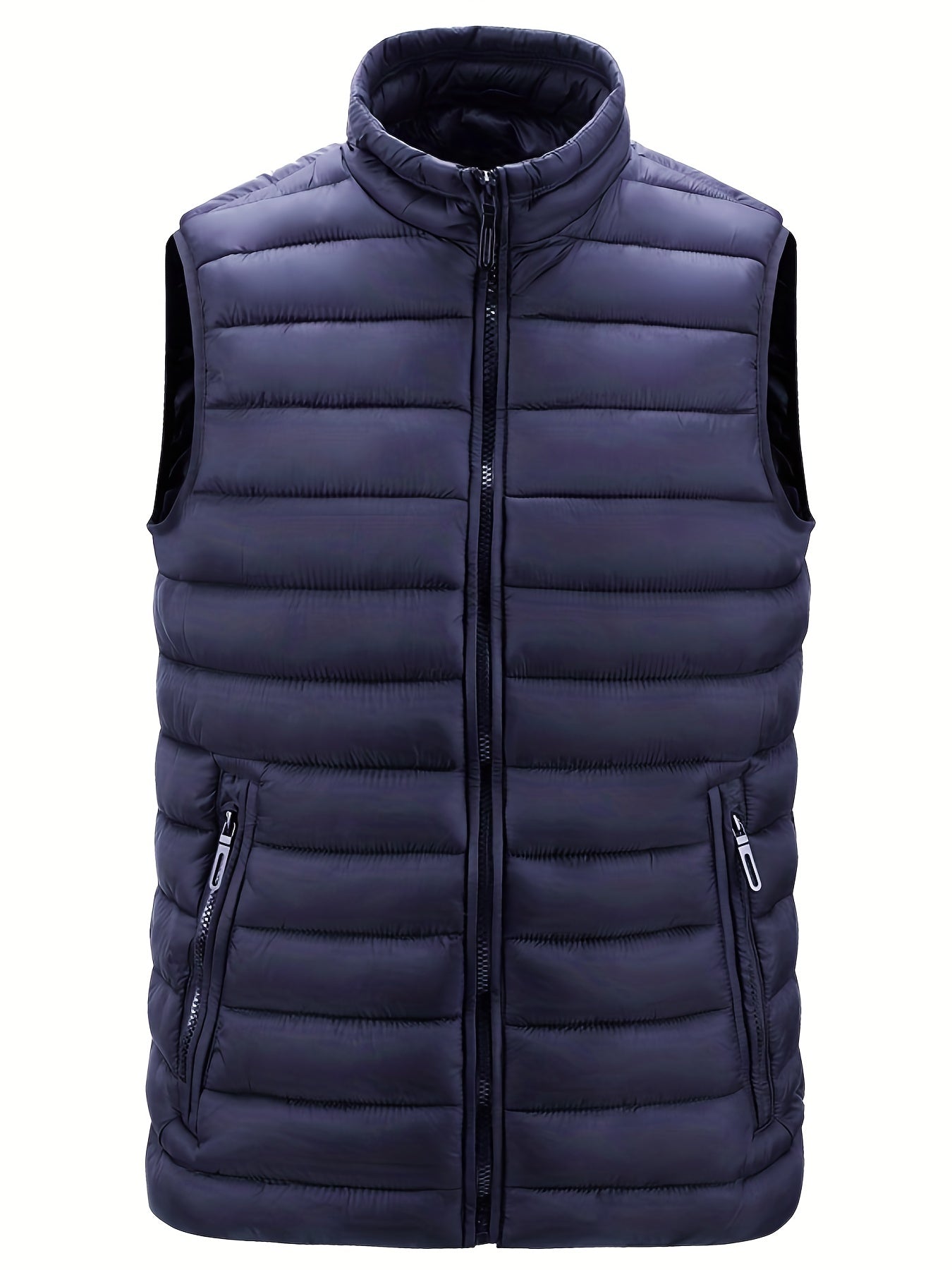 Men's Casual Zipper Pockets Stand Collar Vest