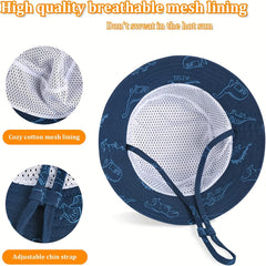 Dinosaur Print Drawstring Sun Hat for Kids