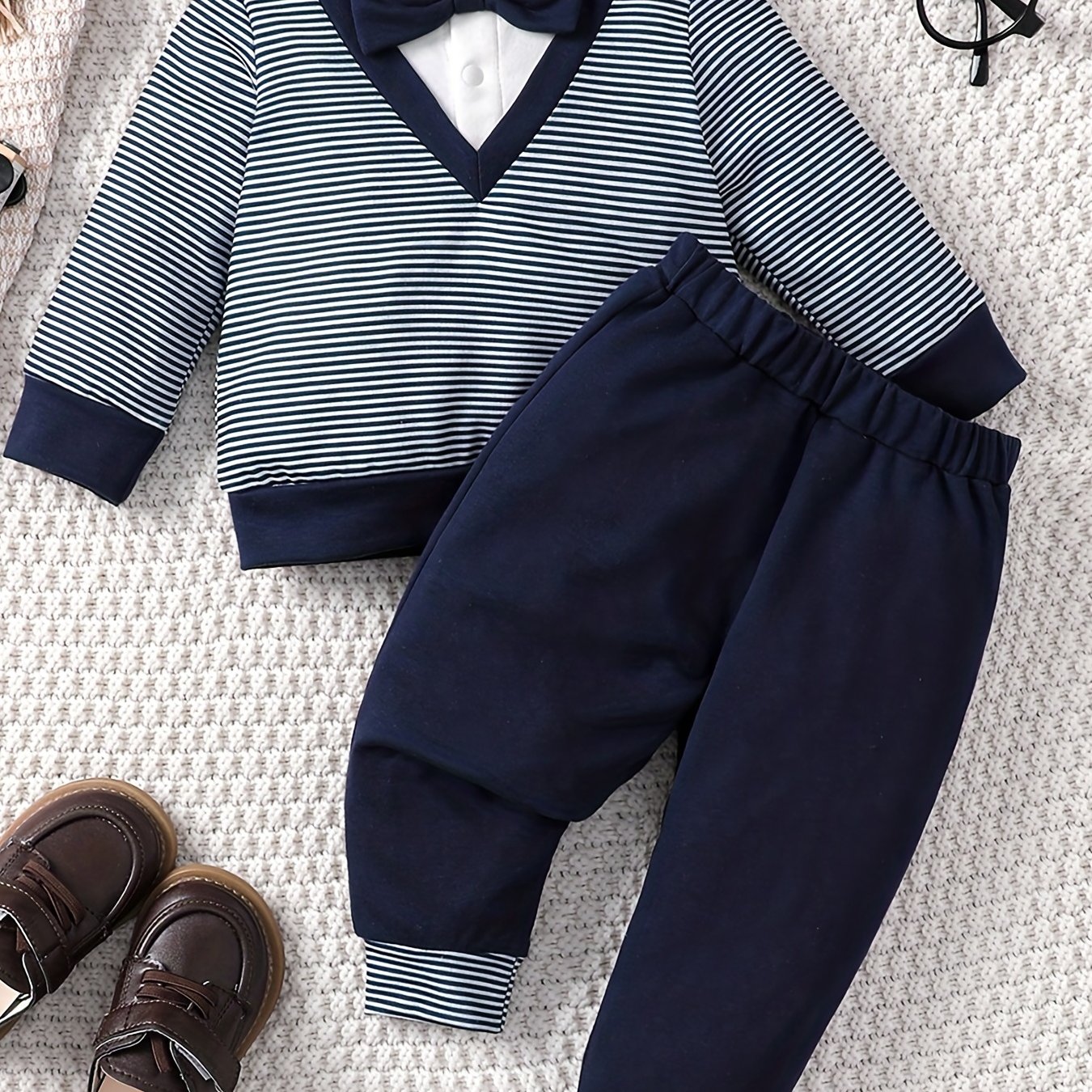 Boy's Striped Top Pants 2pcs Outfit