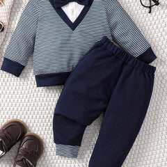 Boy's Striped Top Pants 2pcs Outfit