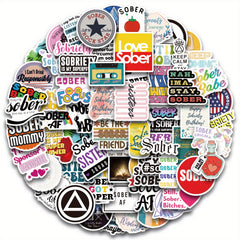 60pcs Sobriety Vinyl Stickers for Water Bottles Laptops Scrapbooking