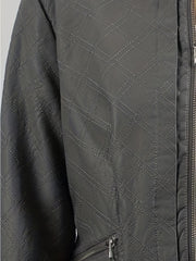 Faux Leather Quilted Jacket Zipper Motor Vintage Long Sleeve