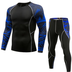 Men's Quick Dry Sports Tights Set with Long Sleeve Fitness Shirt