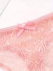 5 Pack Plus Size Sexy Lace Thongs Set Soft Breathable Bow Front Panties