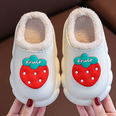 Toddler Waterproof Fleece Slippers with Fruits Decor for Winter