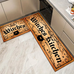 2pcs Retro Vintage Witches Halloween Rug Set