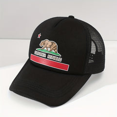 Classic Bear Printed Trucker Hat Mesh Adjustable Baseball Cap Unisex Cartoon Sun