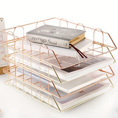 Metal Letter Tray Stackable Magazine File Rack Paper Manager